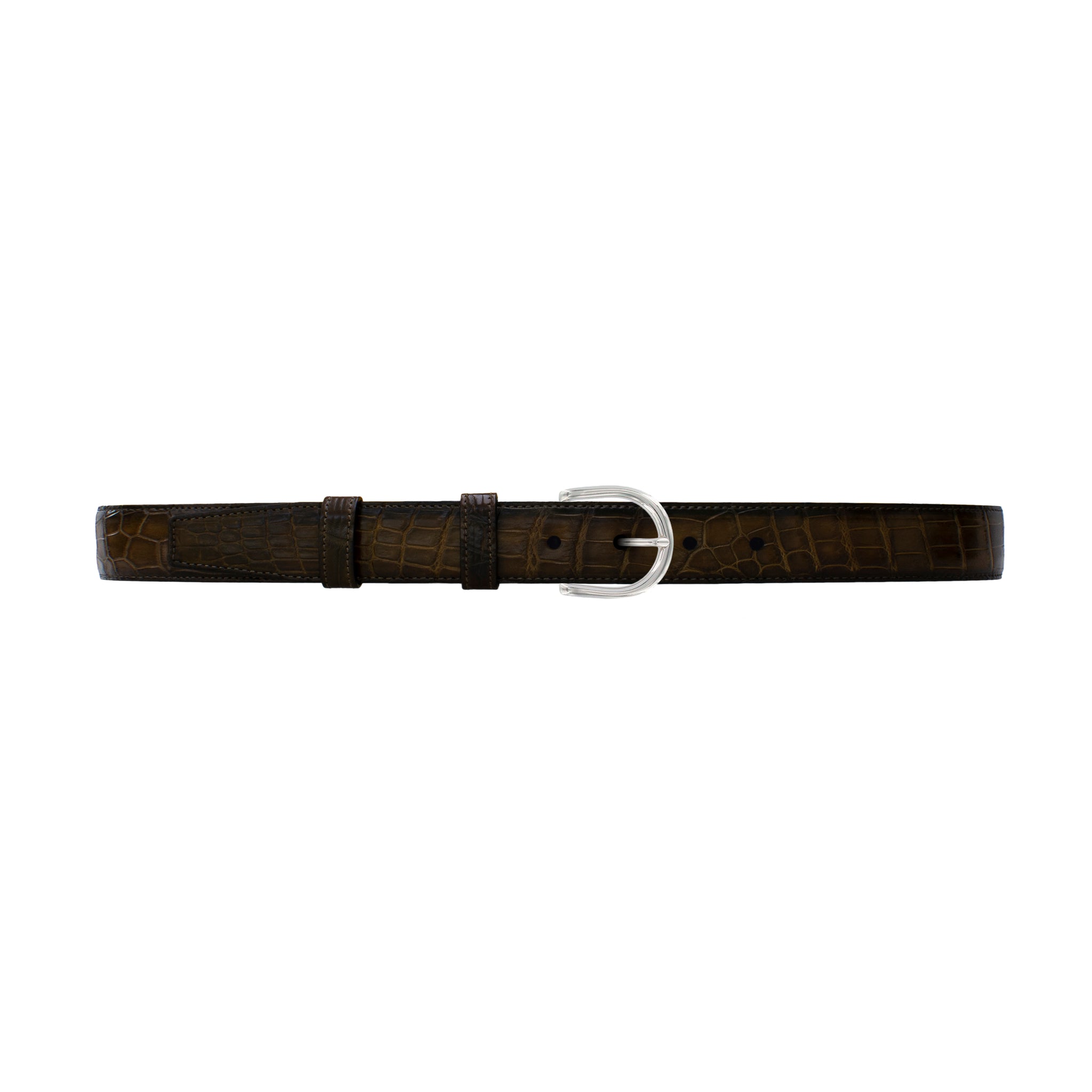 1" Walnut Patina Belt with Denver Casual Buckle in Polished Nickel