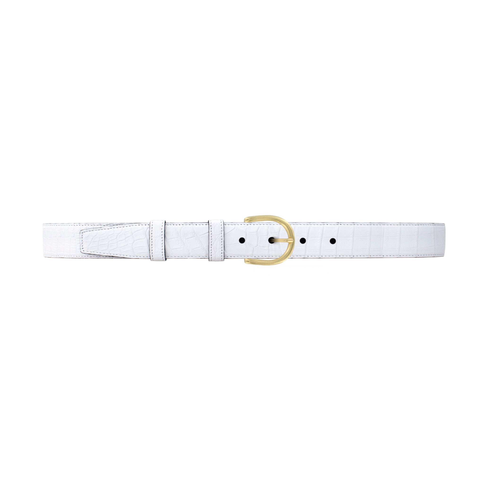 1" White Classic Belt with Denver Casual Buckle in Brass