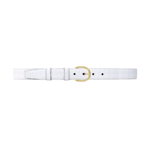 1" White Classic Belt with Denver Casual Buckle in Brass