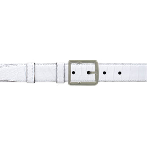 1" White Classic Belt with Crawford Casual Buckle in Matt Nickel