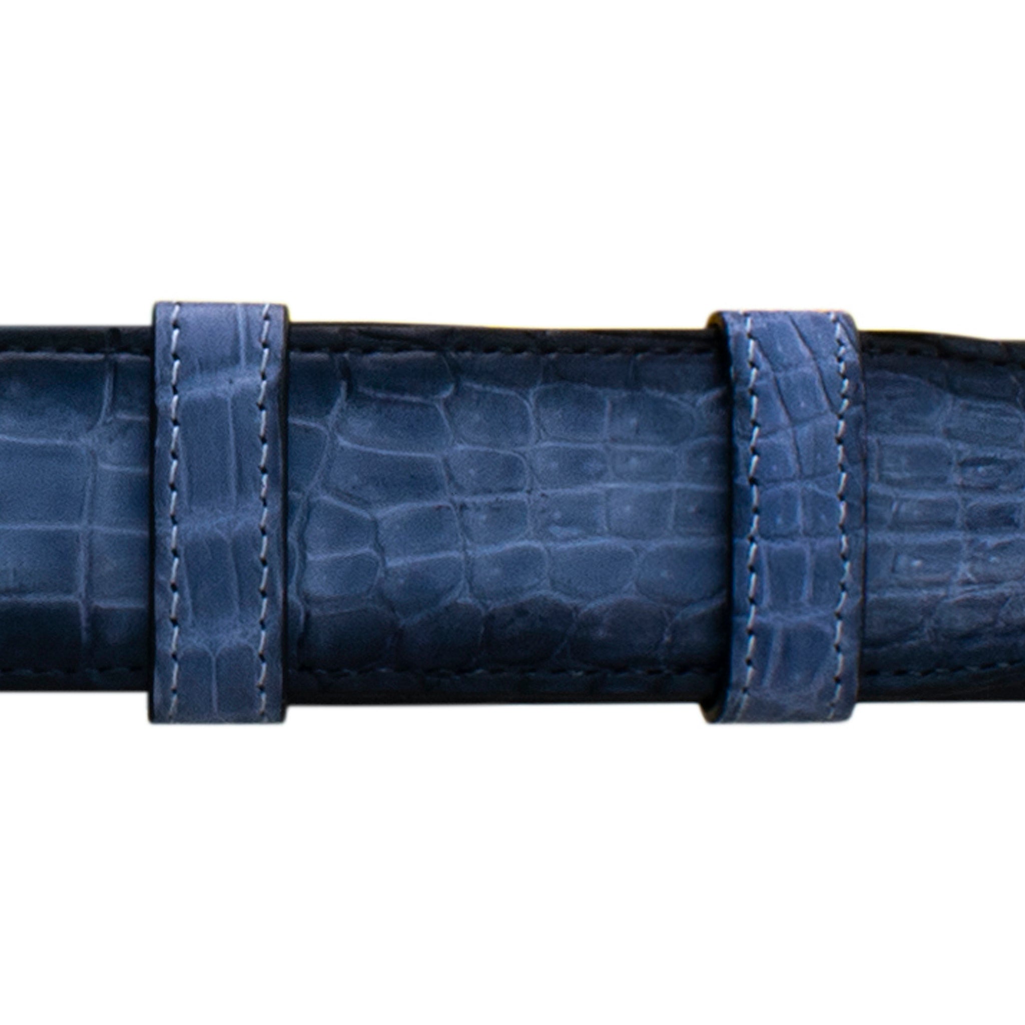 1 1/2" Azure Patina Belt with Sutton Dress Buckle in Polished Nickel