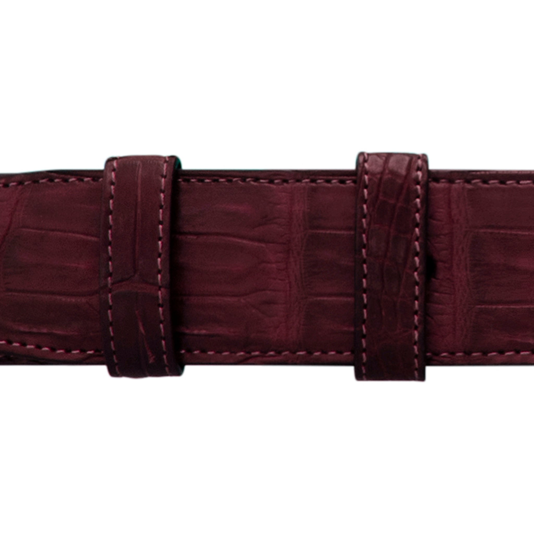 1 1/4" Burgundy Seasonal Belt with Sutton Dress Buckle in Brass