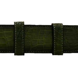 1" Olive Patina Belt with Crawford Casual Buckle in Polished Nickel