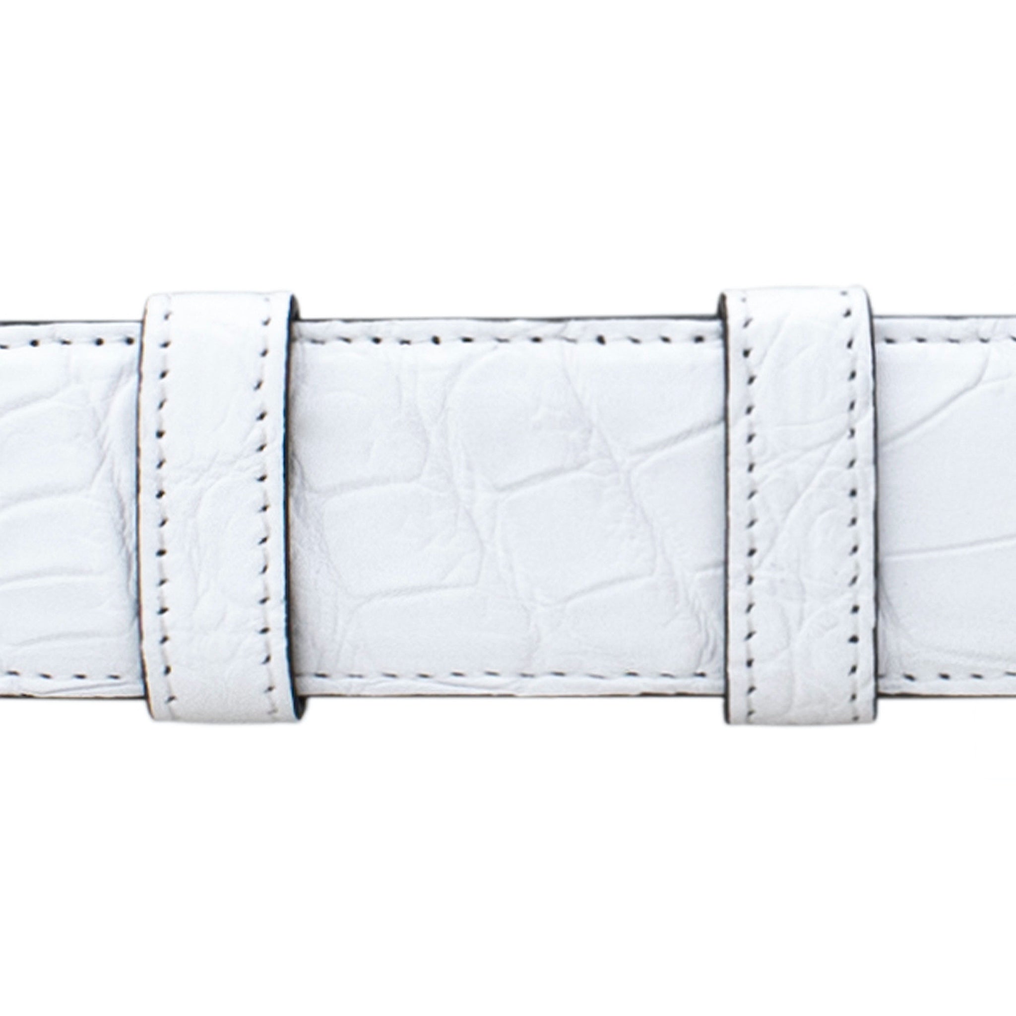 1" White Classic Belt with Crawford Casual Buckle in Matt Nickel