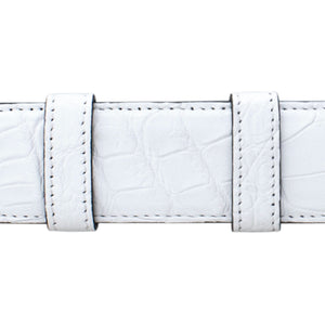 1" White Classic Belt with Crawford Casual Buckle in Matt Nickel