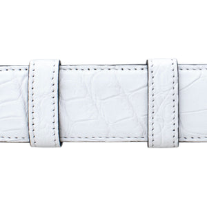 1" White Classic Belt with Crawford Casual Buckle in Matt Nickel